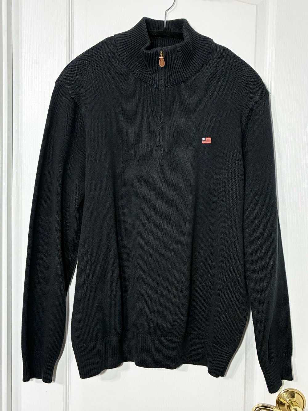 Y2K VTG Polo Jeans Co Ralph Lauren Quarter Zip Cotton Sweater Black Men’s Medium